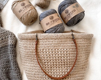 CROCHET PATTERN• Lakeland Tote, crochet bag,bulky yarn, yarn basket, storage tote-Whistle and Wool