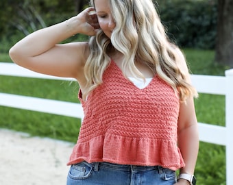 Angle Tank Knitting Pattern • Simple Squares Peplum Top (PDF Pattern)