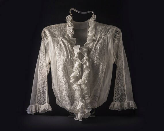 Antique Original Edwardian White Tulle Net Ribbon