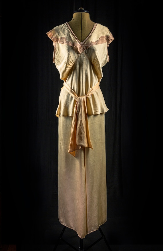 Vintage Pyjama Lingerie Set, Original Art Deco Pe… - image 1