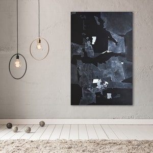 Large Abstract Painting, Oil Canvas Vertical Art, Fine Art Painting, Modern Large Abstract 60x40, Original Contemporary Black Painting