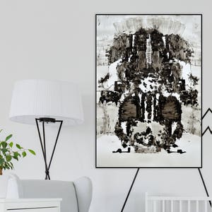 Black and White Original Art, Abstract Large Drawing, Ink Art, Modern Wall Art, 40x28, 100x70 cm Wall Art, Abstract Art image 2