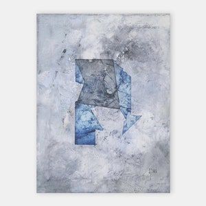 Moderne abstrakte Kunst Malerei, zeitgenössische Wandkunst, Ölgemälde, blau und weiß Wand Dekor, 16 x 12