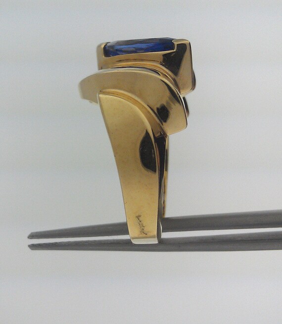 14K gold marquis tanzanite and diamond ring. Tanz… - image 4