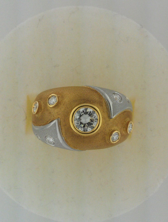 Ladies 18K two tone gold and diamond engagement ri