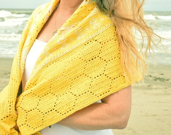 Crochet pattern: History of Bees crochet shawl, pattern PDF, filet crochet, overlay crochet, triangle crochet shawl