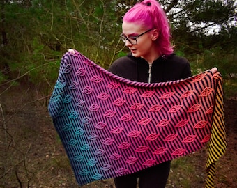 Crochet shawl PDF pattern: Glowing Leaf shawl, overlay crochet, gradient crochet shawl, crochet leafs, crochet wrap