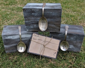 Personalized Farmhouse Recipe Box with Stamped Spoon - New options!