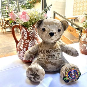 Honor My Hero Memory Bear - Custom Uniform Bear - Army Deployment Keepsake - First Responder Memorial Gift - Personalized Hero Plush