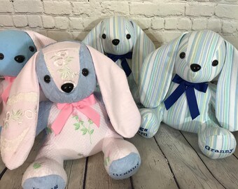Keepsake Memory Bunny – Custom Keepsake Bunny Made from Cherished Clothing- Handmade Keepsake Bunny- Custom Stuffed Bunny from Clothing