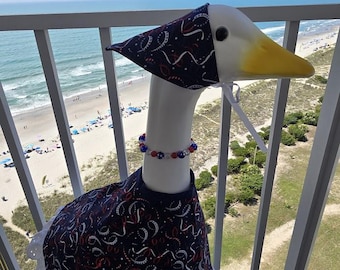 Handmade Patriotic Porch Goose Outfit - Streamers & Confetti Dress