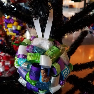 The Princess and the Frog Disney Inspired Tiana Ribbon Topiary-style Ornament - Great for the Holidays for your favorite Princess!
