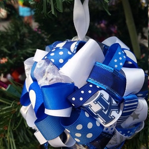 University of Kentucky (UK) Wildcats Ribbon Topiary-style Ornament-Great for the Holidays or showing Team Spirit! Other teams available.