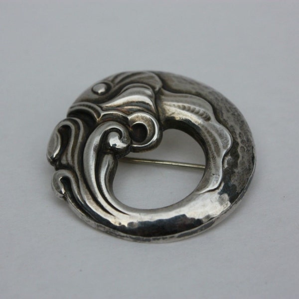 Georg Jensen Sterling poisson broche numéro 10 Danemark 1910-1925