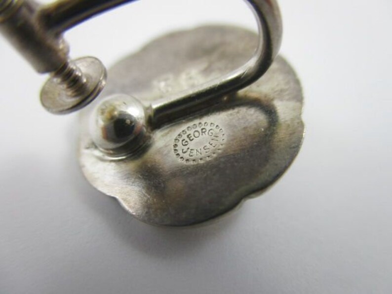 Georg Jensen Sterling screw back earrings with Chrysoprase number 36 Denmark