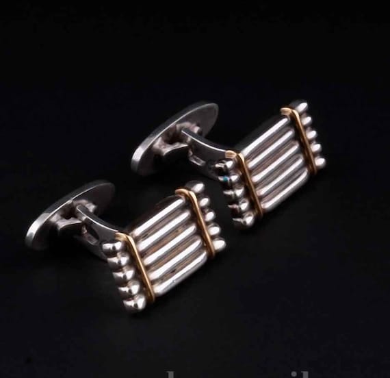 Georg Jensen Cufflinks With 18K Gold Number 156 Denmark Etsy
