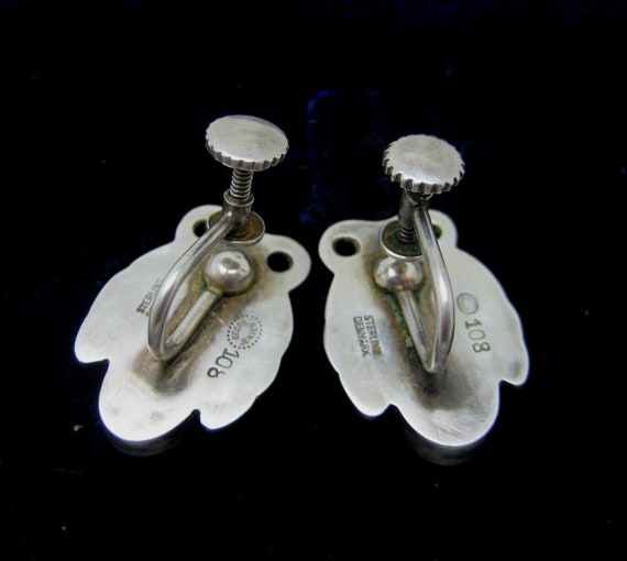 Georg Jensen Sterling screw back earrings with Chrysoprase number 36 Denmark