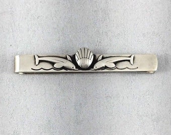 Georg Jensen Sterling Tie bar/clip with Dolphins and shell number 73 Denmark