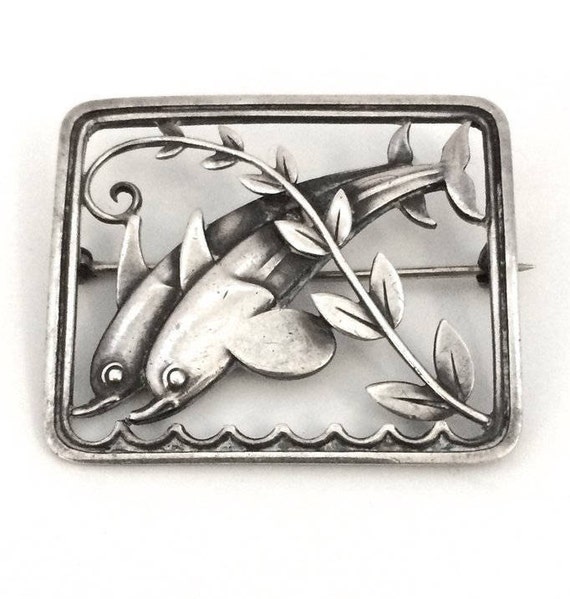 Georg Jensen Sterling "leaping Dolphins" brooch Pi