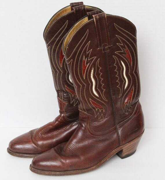 FRYE VTG bottes de Cowboy FRYE bottes hommes / Vtg cuir FRYE Tall bottes de cow-boy / Stacked talon avec incrustation Siz 8,5 FRYE FRYE FRYE VTG bottes de Cowboy FRYE bottes hommes / Vtg cuir FRYE Tall bottes de cow-boy / Stacked talon avec incrustation Siz 8,5 72ee4f