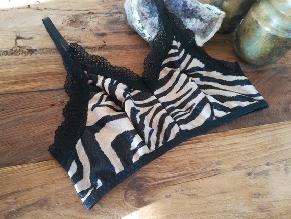 Zebra Print Bralette, Animal Print Bra, Mix and Match Lingerie 