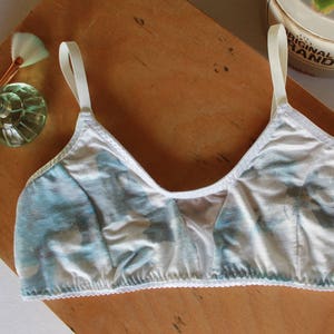 Watercolor clouds bralette, something blue wedding lingerie, modern minimalist bralette image 1