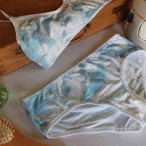 Watercolor clouds bralette, something blue wedding lingerie, modern minimalist bralette image 2