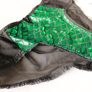 green mermaid lingerie, sparkly fishscale bralette, hologram mermaid set image 4