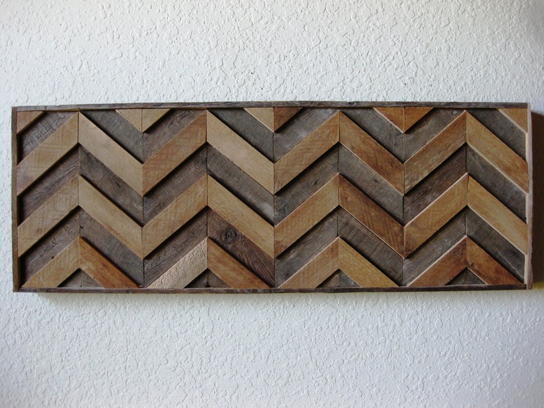 Reclaimed Barn Wood Rustic Chevron Abstract Wall Art Etsy