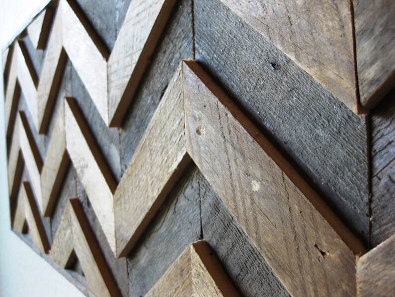 Reclaimed Barn Wood Rustic Chevron Abstract Wall Art Etsy