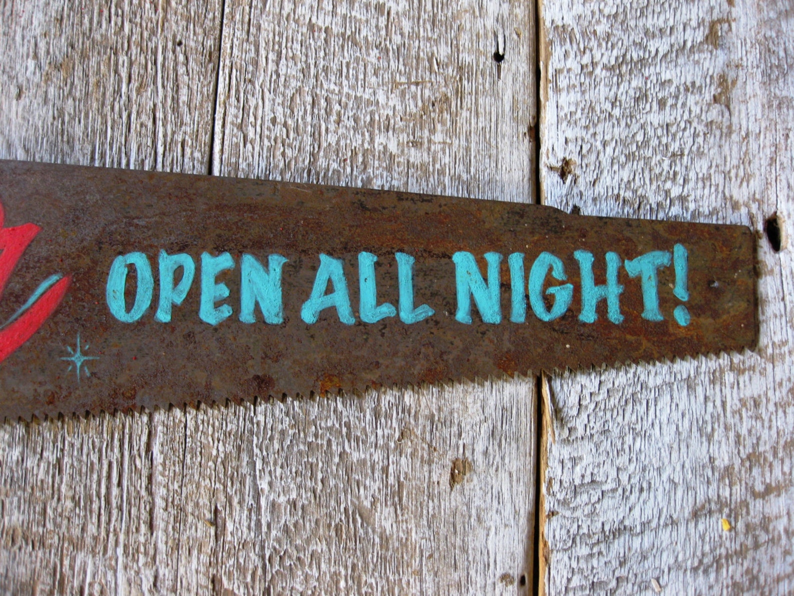 Reclaimed Vintage SAW Sign Bar Open All Night Wall Art BAR Etsy