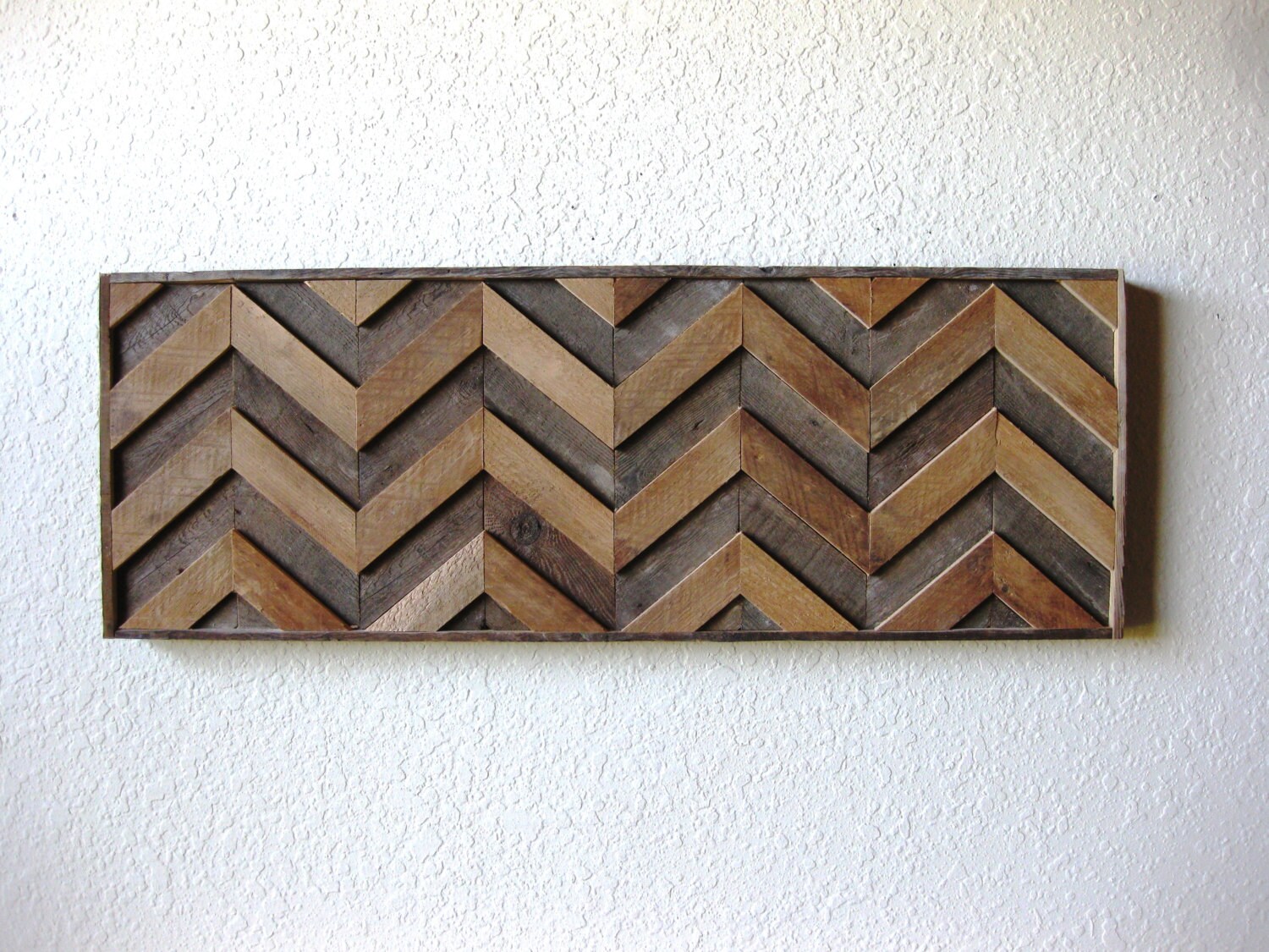 Reclaimed Barn Wood Rustic Chevron Abstract Wall Art Etsy