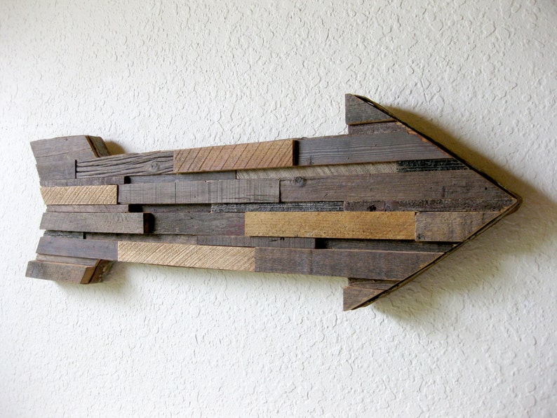 Reclaimed Barn Wood Arrow Wall Art Abstract Contemporary Etsy