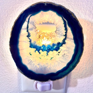 Agate Night Light Geode Night Light Agate Slice Light Bedroom Night Light Blue