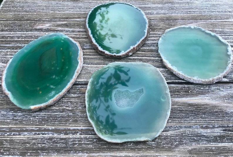 Green Natural Agate Coasters includes 4 individual coasters