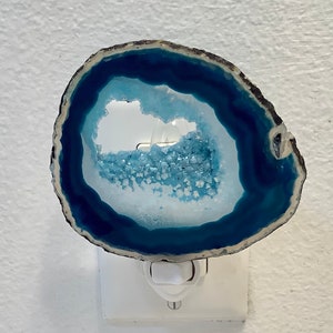 Agate Night Light Geode Night Light Agate Slice Light Bedroom Night Light Teal