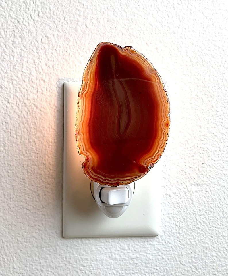 Agate Night Light Geode Night Light Agate Slice Light Bedroom Night Light Amber Red