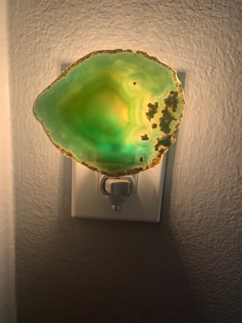 Agate Night Light Geode Night Light Agate Slice Light Bedroom Night Light Green