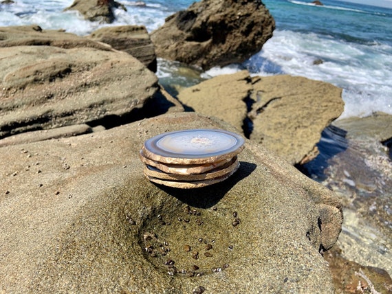 Gold Rimmed Authentic Brazilian Agate Coasters - Natural - Agate sets