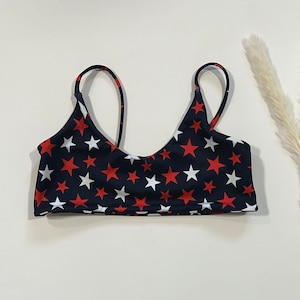 BIKINI TOP - 4th of July - Blau mit roten und weißen Sternen - Bralette Swim Top