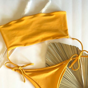 Bandeau Bikini Top- Strapless Swimwear Top- Boho Women&#39;s Swimsuit