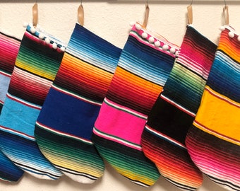 Serape Christmas Stocking - Bohemian Stocking- Handmade Holiday Stocking- Serape Style