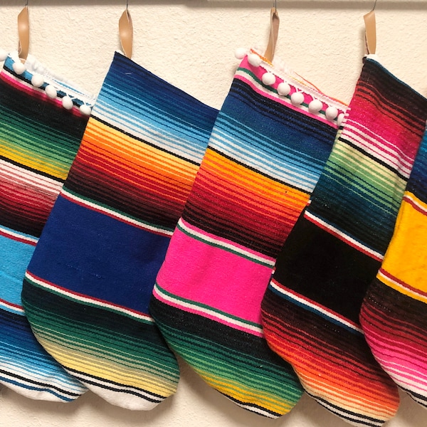 Serape Christmas Stocking - Bohemian Stocking- Handmade Holiday Stocking- Serape Style