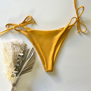 Side Tie Cheeky Swimsuit- Tie Bikini Bottoms- Cheeky Bikini - Handmade Swimwear