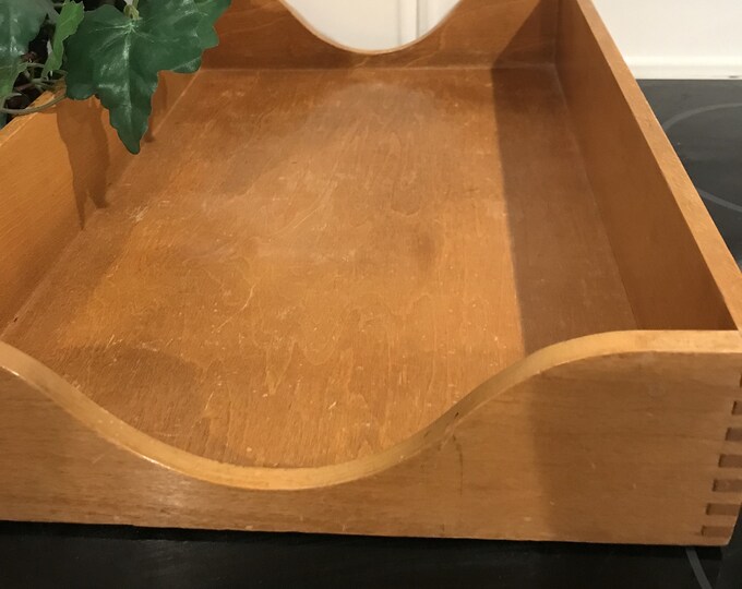 Vintage Wood Office Tray Legal Size Paper Holder Vintage Etsy