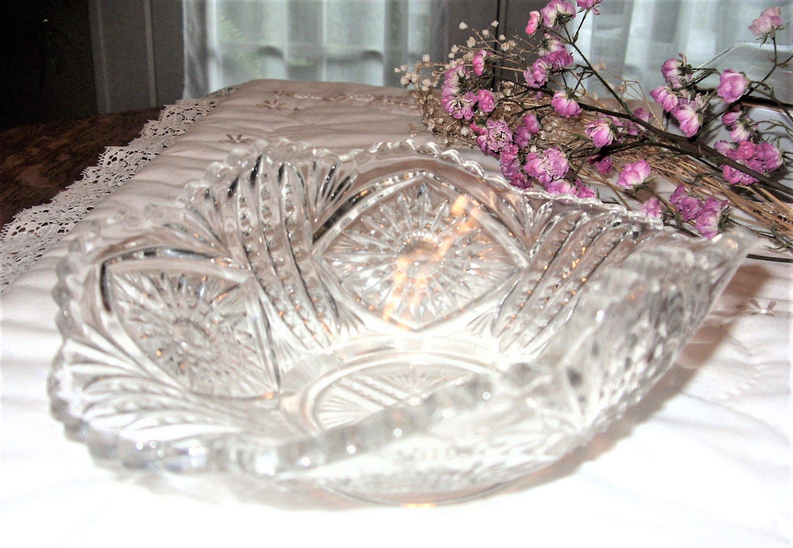 EAPG Tarentum Glass Co. Postscript Pattern 1905 Fruit Bowl Etsy