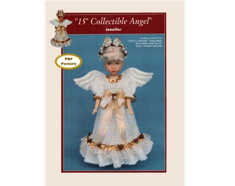 Vintage 15" Crochet Angel Pattern  for 15" Porcelain Look Doll - Instant Digital Download PDF Pattern