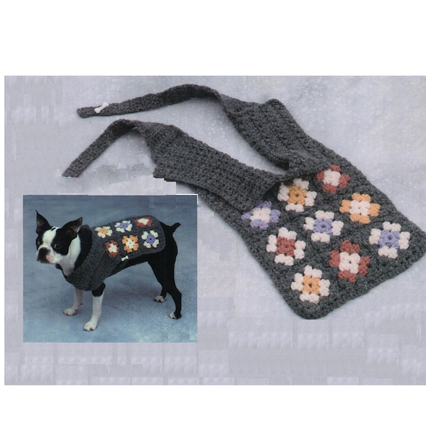 Crochet Granny Square Dog Sweater Pattern For Small, Medium and Large Dogs  - Instant Download PDF Pattern