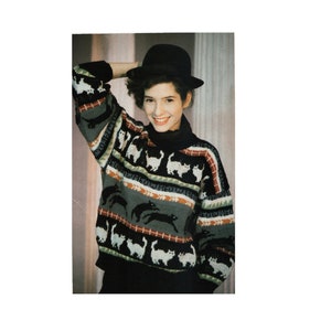 80s Cat All over Cat Fairaisle Pullover Sweater Knitting Pattern - One Size - Instant Download PDF Pattern