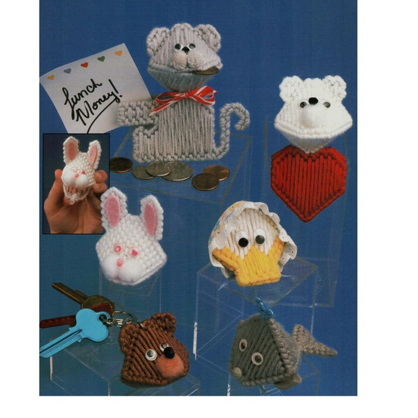 Vintage Plastic Canvas Squeezies Animal Money or Candy Holders Pattern - Instant Downlaod PDF Pattern